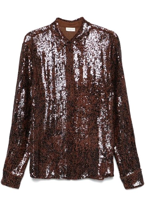 Camicia Chowy con paillettes in marrone  Dries van noten - donna DRIES VAN NOTEN | Camicie | 2420107419315606